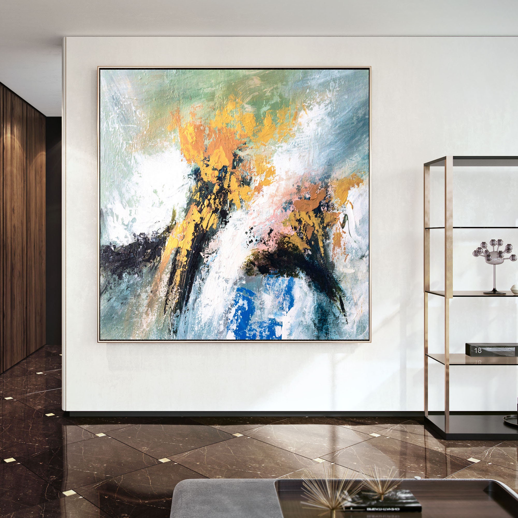 Abstrakte Wandkunst große Leinwand Gemälde Badezimmer | Etsy