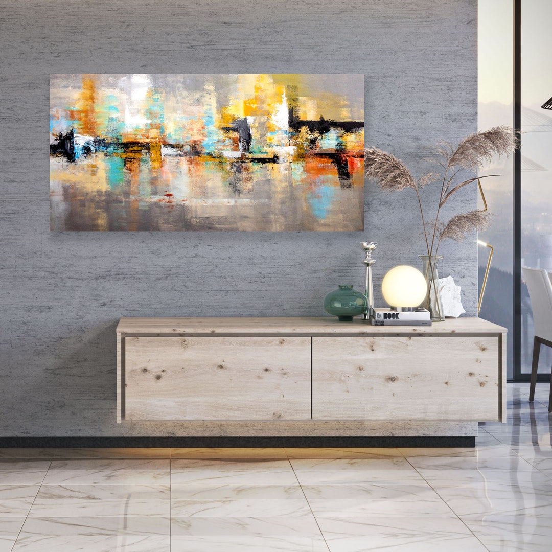 Modern Wall Art - Extra Large Abstract Painting, Bathroom Wall Decor ...