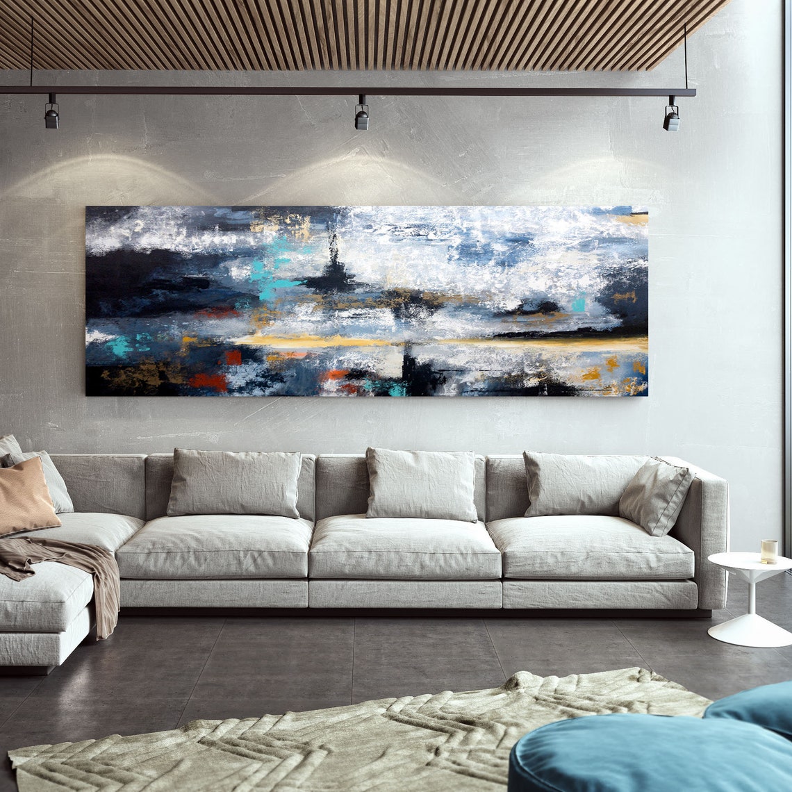 Oversized Wall Art Abstract Painting on Canvas, Apartment Decor ...