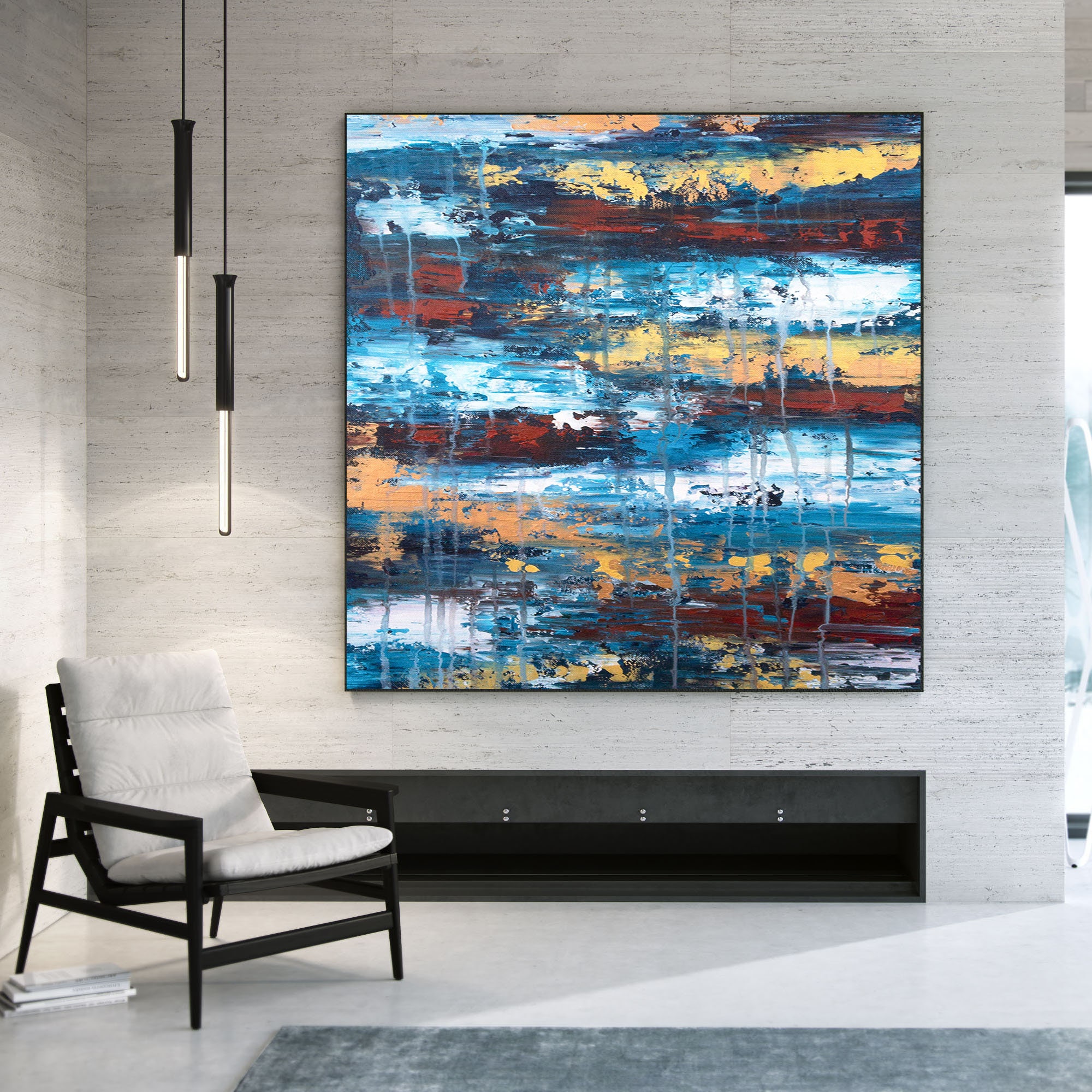 Textured Abstract Painting Bathroom Wall Decor Oil Etsy