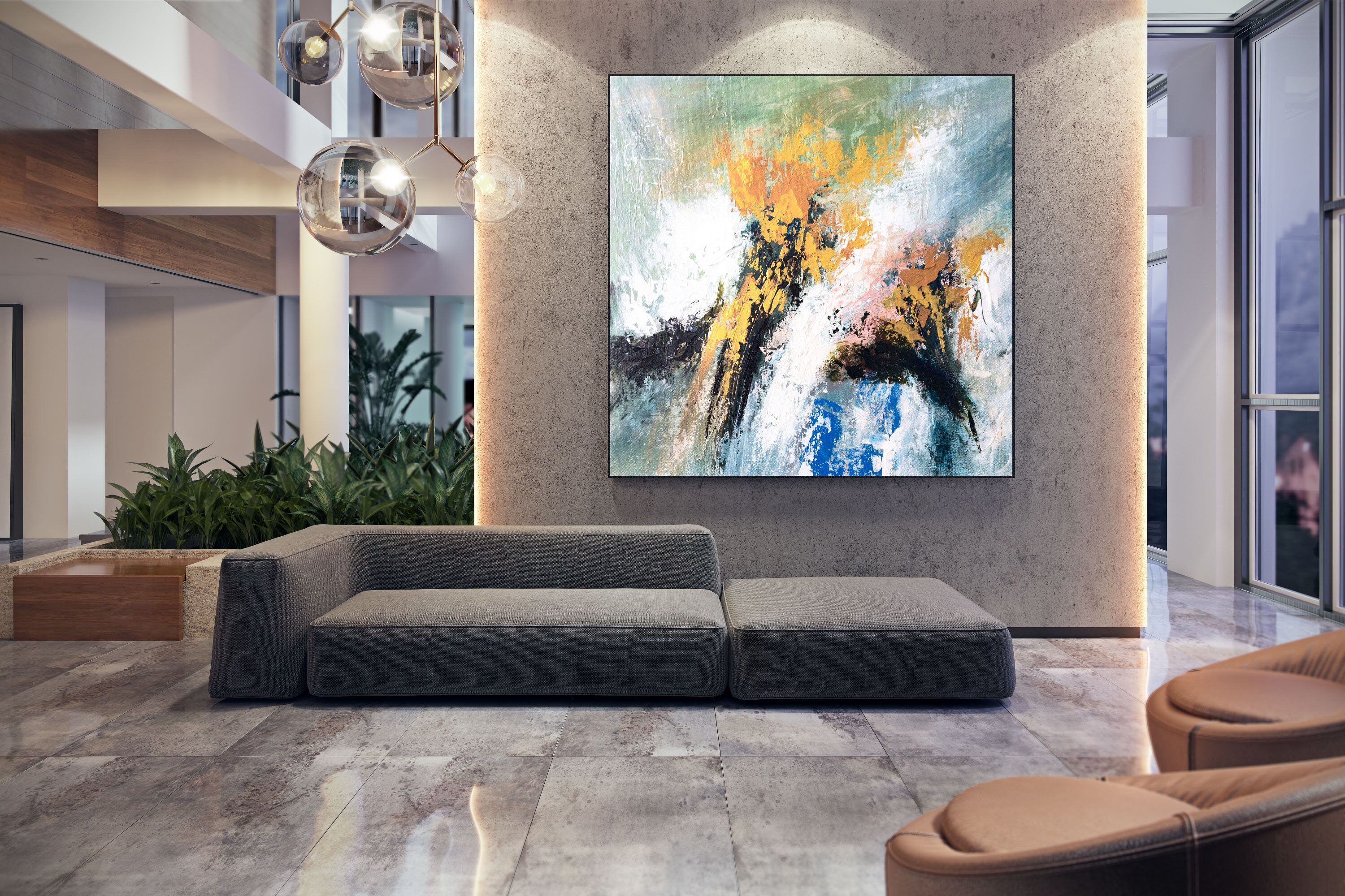 Abstrakte Wandkunst große Leinwand Gemälde Badezimmer | Etsy