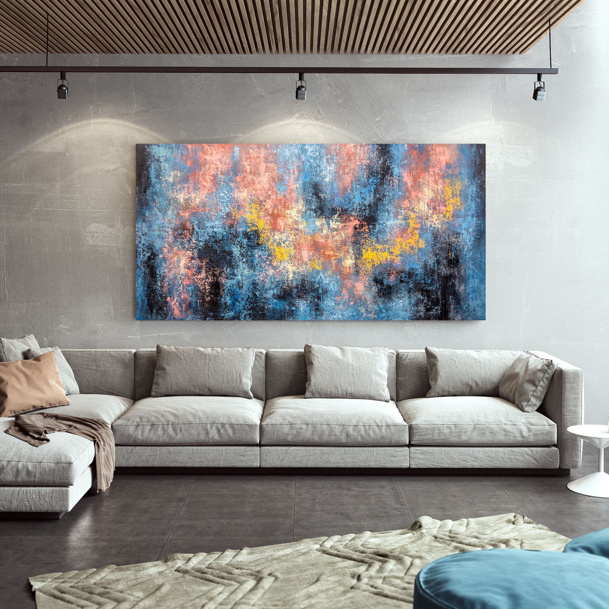 Übergroße abstrakte Malerei Esszimmer Wandkunst moderne | Etsy
