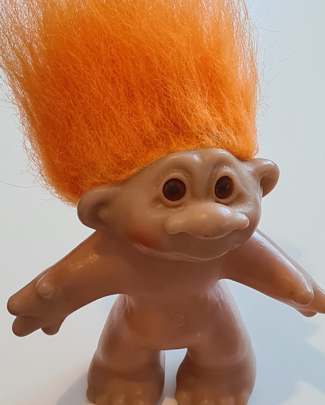 Vintage 1986 Dam Troll. Orange Hair and Rosy Cheeks. Retro Etsy