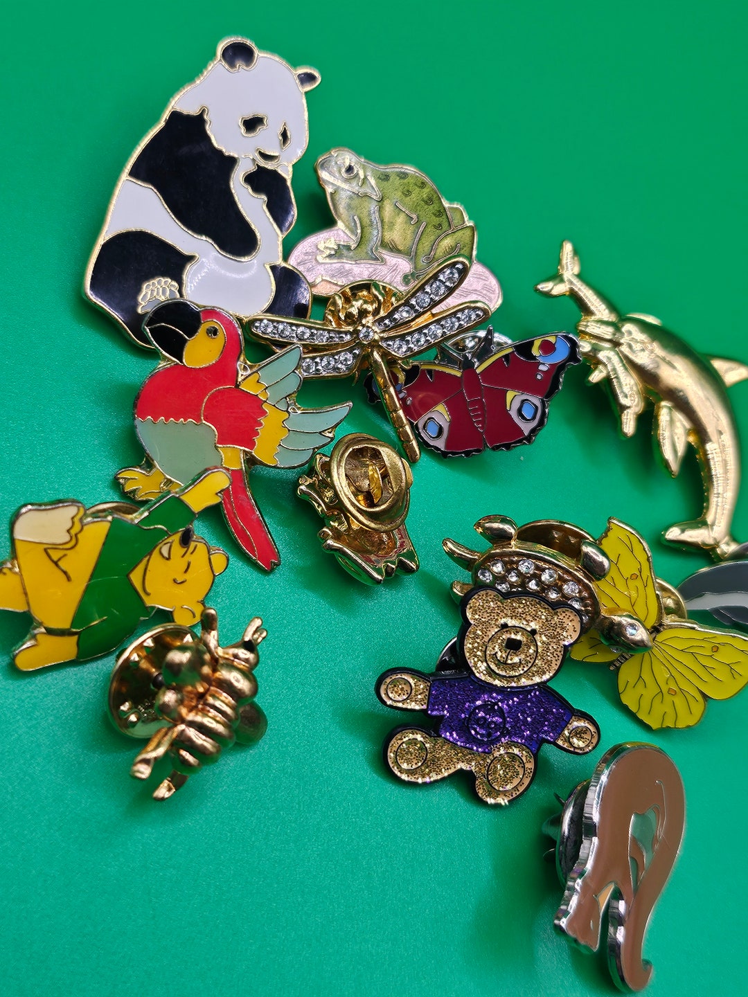 Vintage Pin Badges. Animals and Insects. Panda Dolphin Bear Etsy