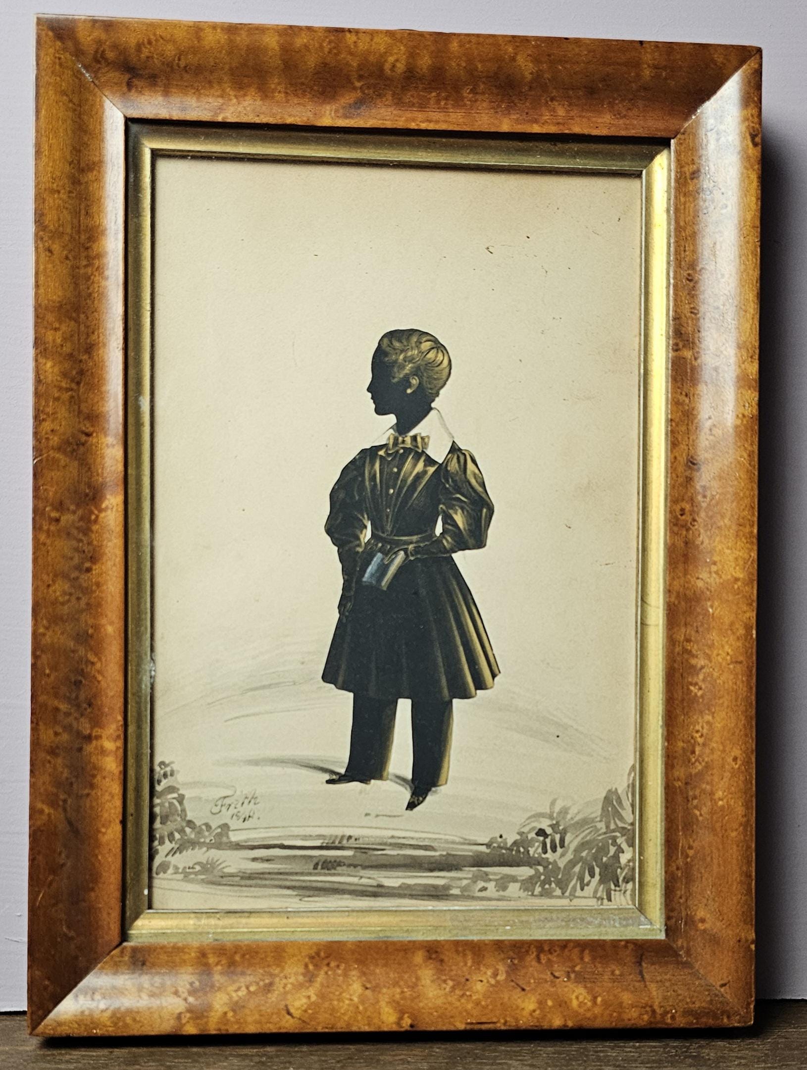 A full length cut & bronzed silhouette by Frith . Circa 1848