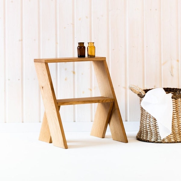 LOBO step stool made of solid oak, handmade, 49 x 42 cm