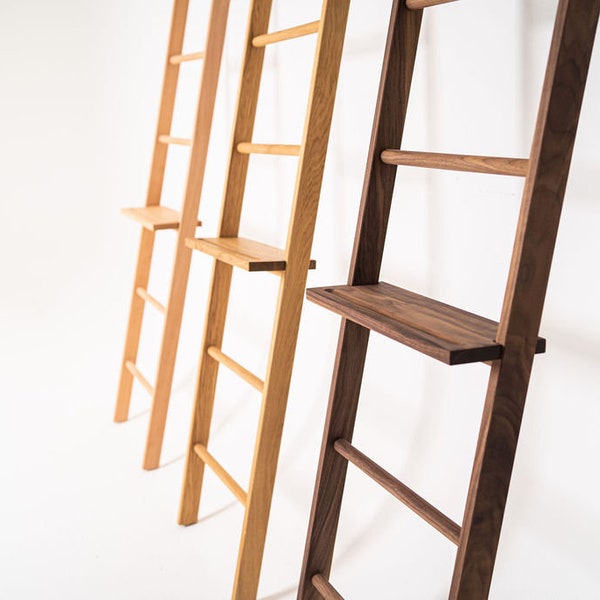 Clothes ladder/towel ladder made of solid wood (beech, oak, pine, walnut) continuous bars, particularly stable, 171 x 47 x 5.5 cm