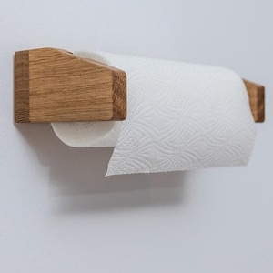 BEA kitchen roll holder, wall mount for kitchen rolls for screwing or gluing made of oak