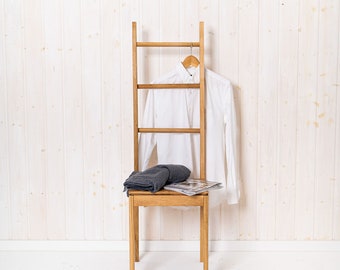 Chaise à vêtements, portant à vêtements, tabouret à vêtements en chêne pour suspendre et ranger les vêtements