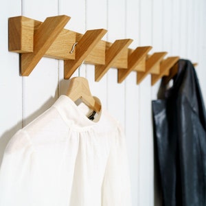 ANDA coat rack, wall coat rack made of solid oak with 8 or 5 hooks in 100 or 60 cm length