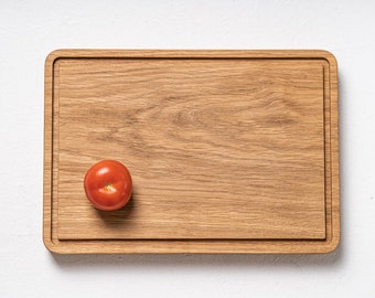 KADE cutting board 36 x 25 cm made of solid wood (oak) with juice groove