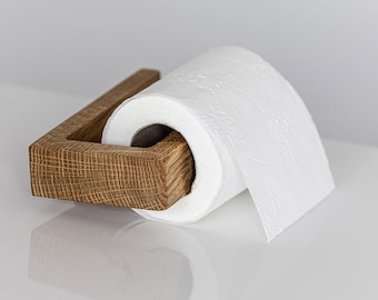 Toilet paper holder, toilet roll holder, holder for toilet paper, toilet paper holder made of solid oak. Handmade in Germany.
