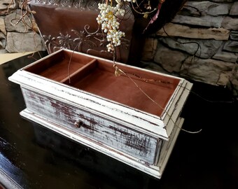 Urban Chic Decor- White Jewelry Holder Desk Organizer Painted Valet Great Gift Idea Shabby Vintage Valet Shabby Beach Decor