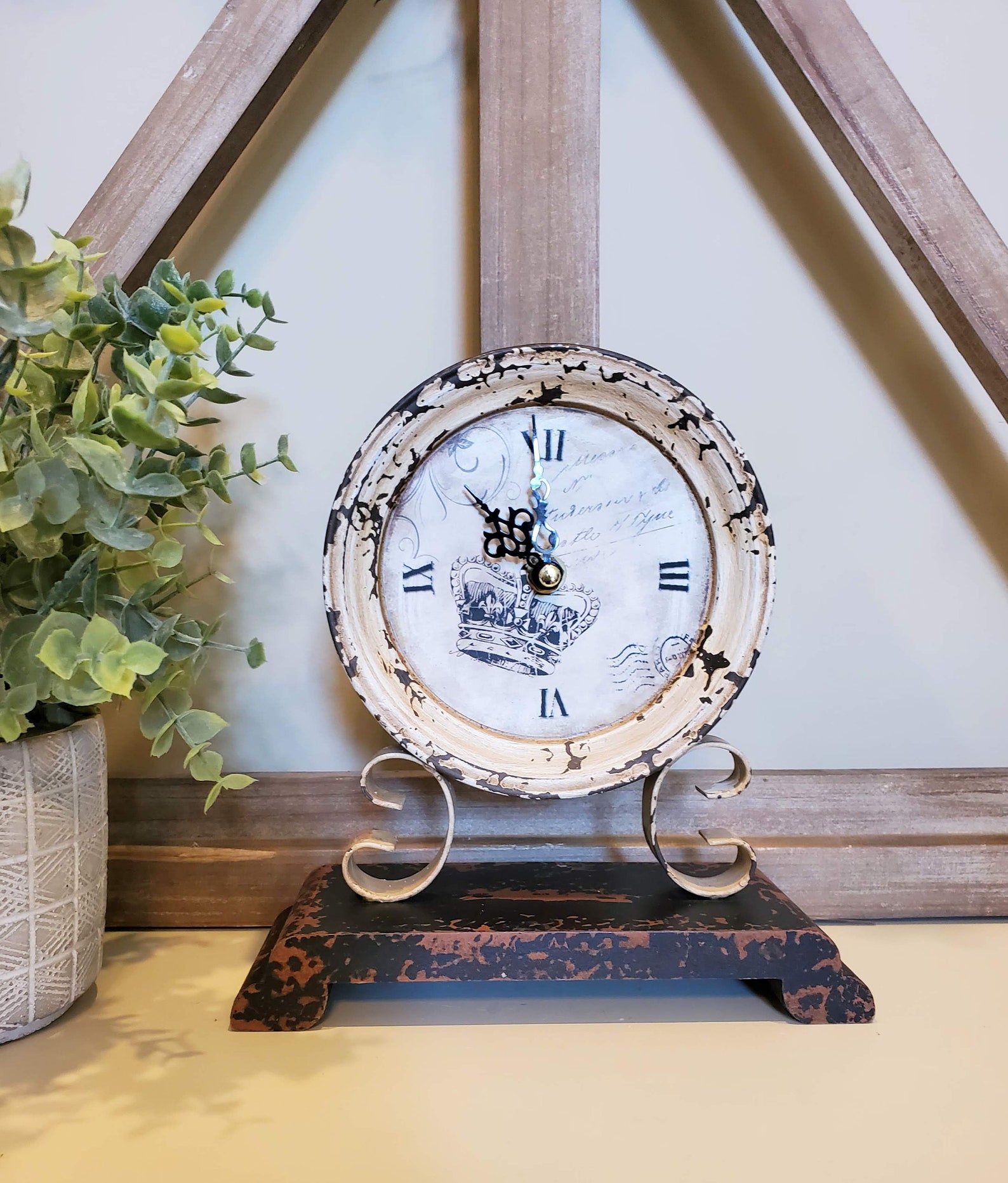 Small Rustic Clock Table Clock Rustic Clock Small Table Clock Etsy