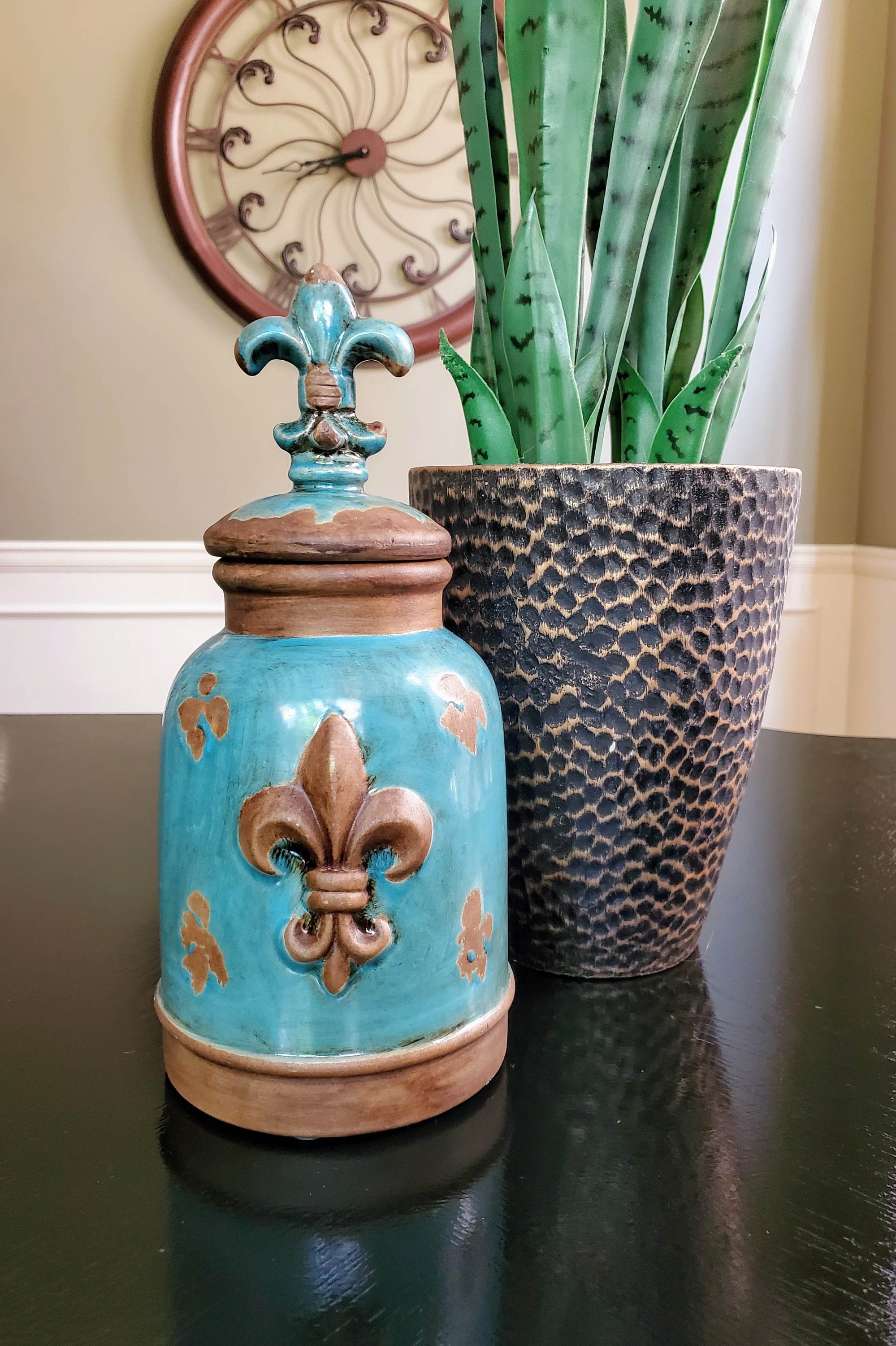 Fleur de Lis Decoración Cerámica Canister Moderna Casa de | Etsy