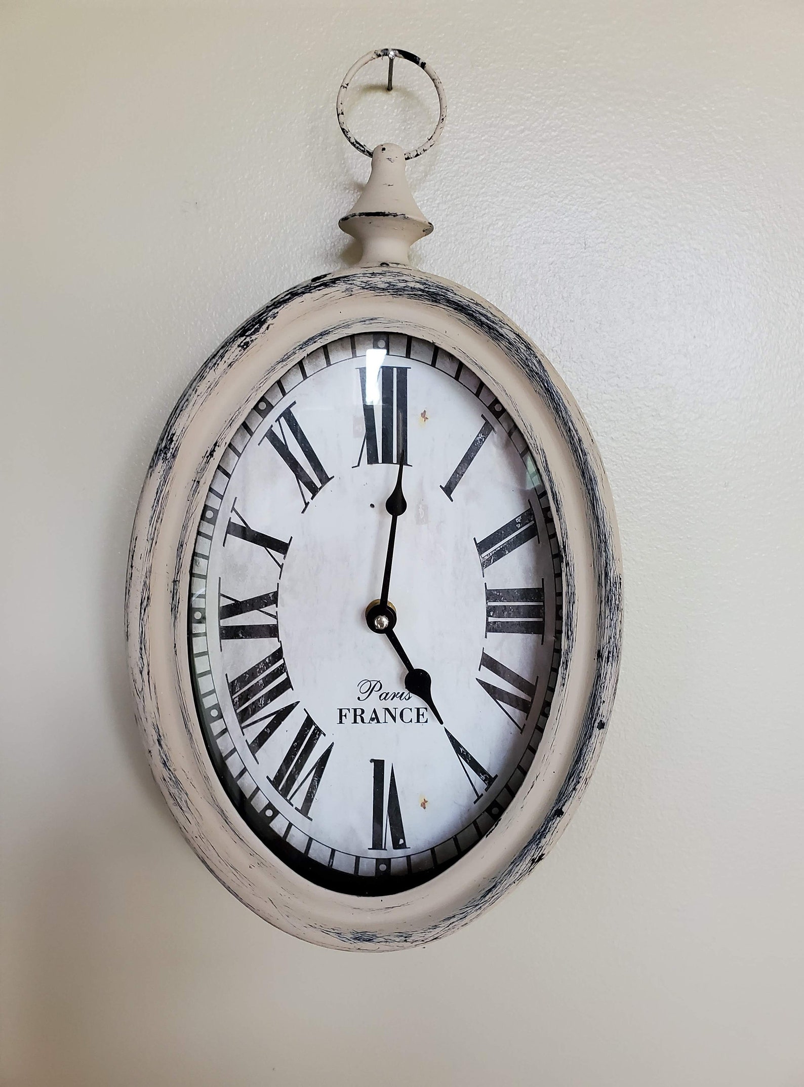 Metal Oval Shaped Wall Clock Etsy