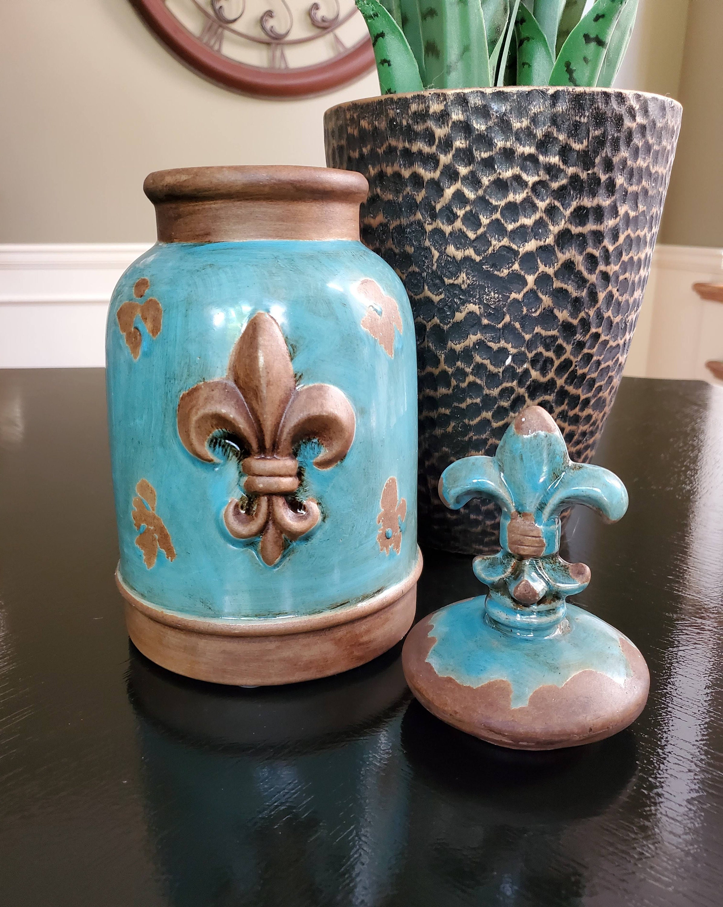 Fleur de Lis Decoración Cerámica Canister Moderna Casa de | Etsy