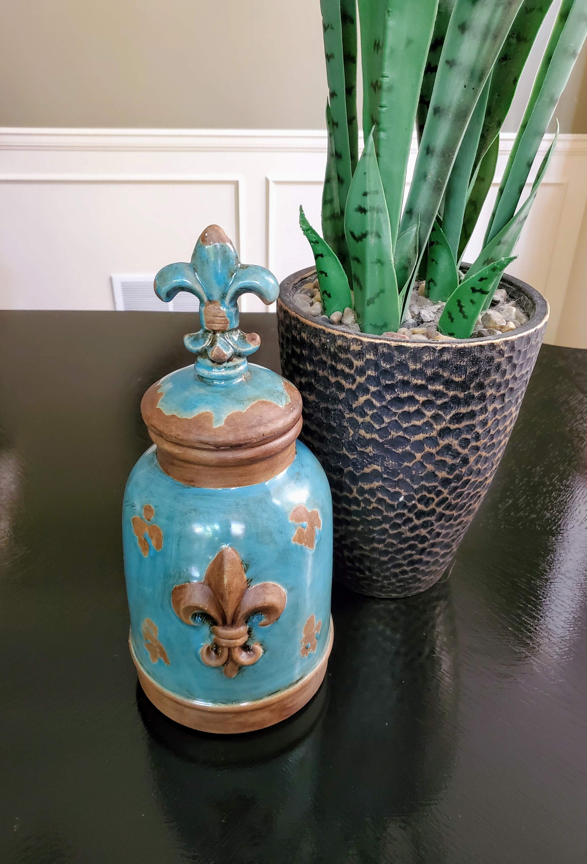 Fleur de Lis Decoración Cerámica Canister Moderna Casa de | Etsy