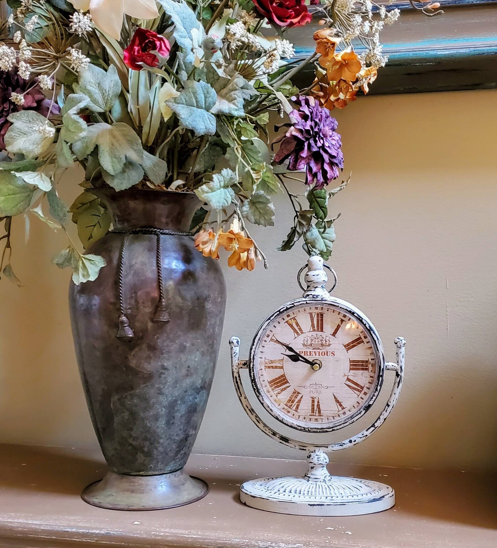 Rustic Shelf Clock For Bedroom Table Or Desk Farmhouse Decor Etsy