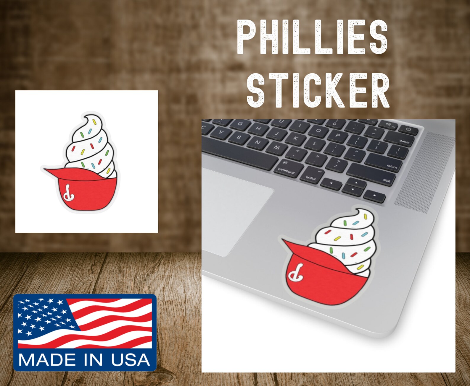 Philadelphia Phillies Vanilla Ice Cream Helmet Sticker Etsy