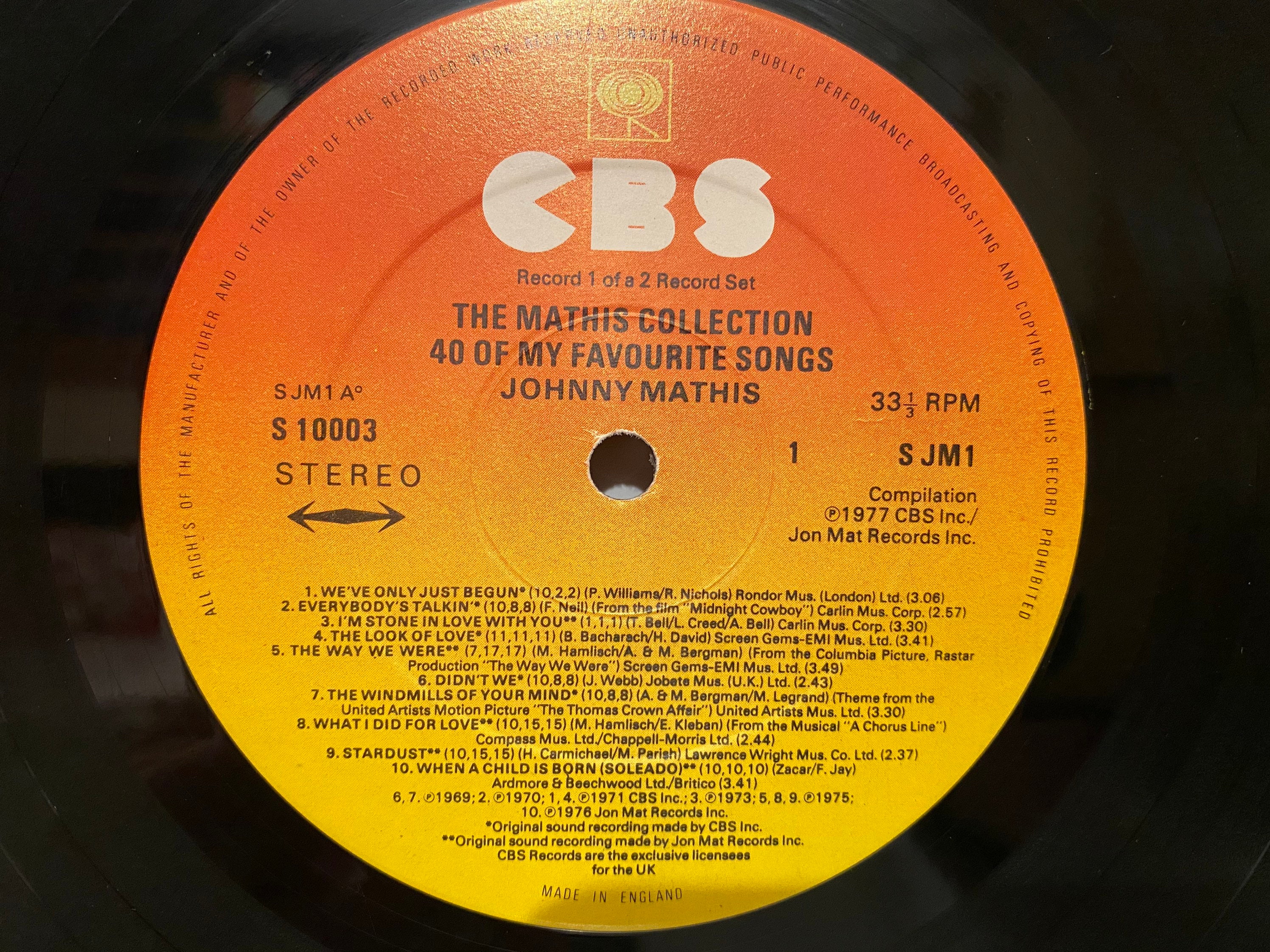 Johnny Mathis Album the Mathis Collection 40 of My Favourite - Etsy
