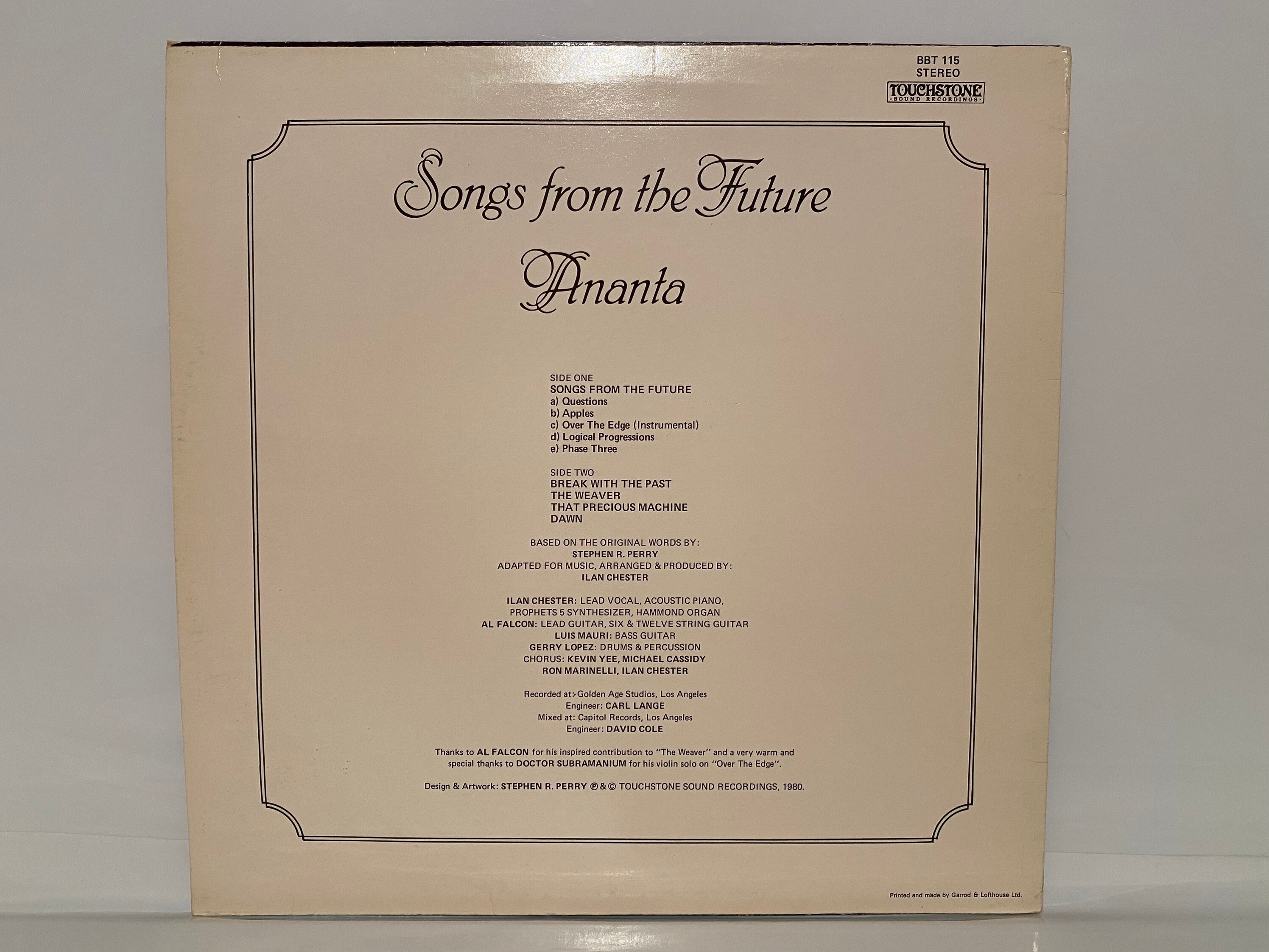 Ananta Album Songs From the Future Genre Rock Vinyl LP 12 - Etsy Sweden