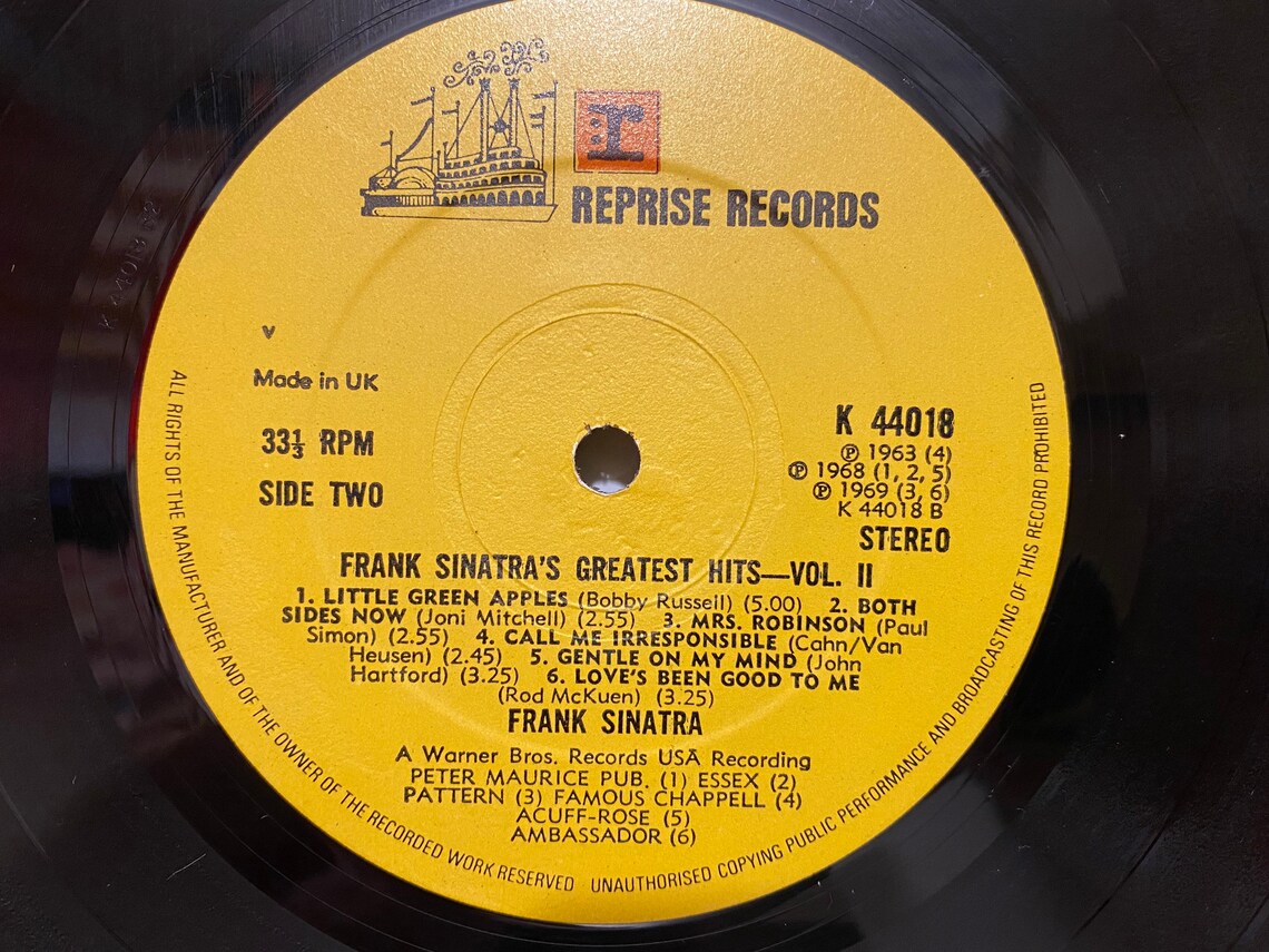 Frank Sinatra Greatest Hits Vol II Genre Jazz Vinyl LP 12 | Etsy