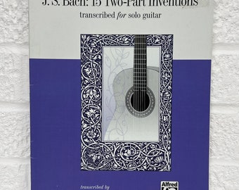 J.S. Bach 15 Two-Part Inventions Transcribed For Solo Guitar By Ken Hummer Vintage Music Book Collection Gifts