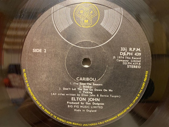 Elton John Album Caribou Genre LP 12 Record -