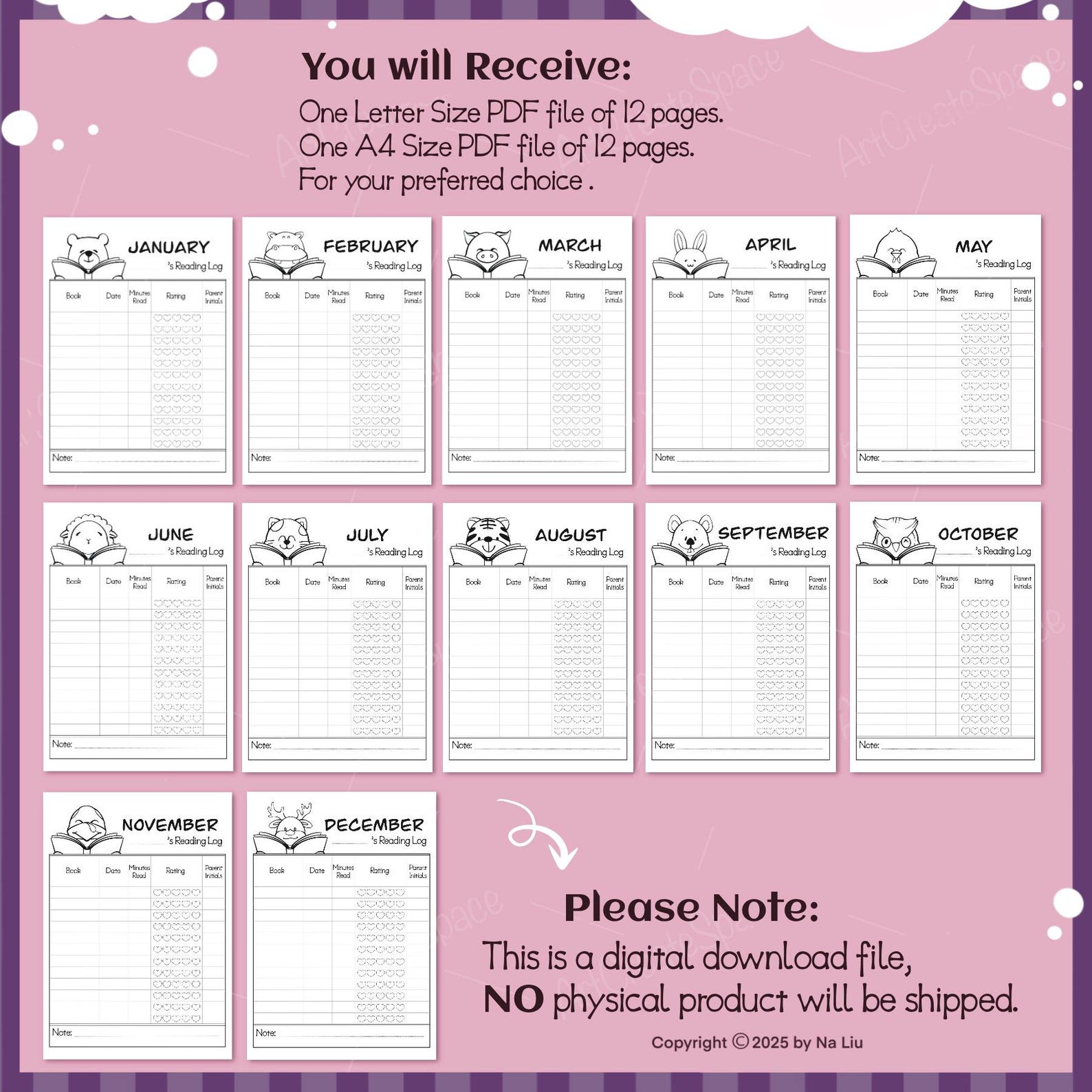 Kids Reading Log, School Printable Template, - Etsy