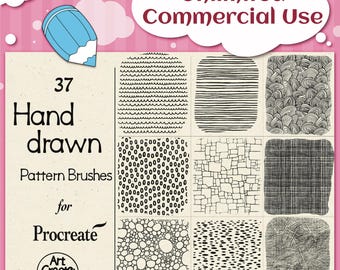Procreate Pattern Brushes: Hand-Drawn Doodles, Textures (Digital Download)