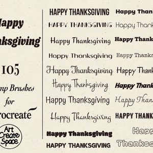 Procreate fonts, Happy Thanksgiving Stamps, Procreate brushes, commercial use stamps, Digital download,