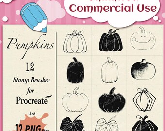 Pumpkin Procreate Stamp Brushes: Fall Clipart (Commercial Use) (Digital Download)
