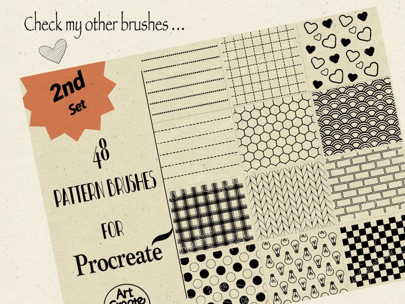 Procreate Pattern Brushes: Texture, Dot, Grid (Digital Download) image 6