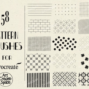 Procreate Pattern Brushes, Background brushes, Texture brushes, Digital brushes, commercial use brushes, Dot Pattern, Journal Pattern