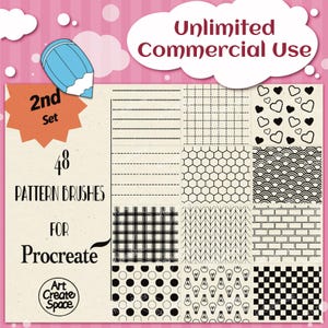 Procreate Pattern Brushes: Texture, Grid, Heart (Digital Download)