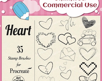 Heart Procreate Stamp Brushes: Valentine's Day, Love (Digital Download)