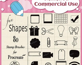 Shapes, Procreate Stamps: Journal Planner Brush Set (Digital Download)