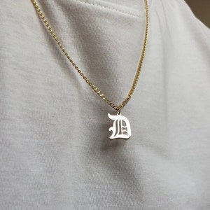 Sterling Silver Initial Necklace for Men, Waterproof Custom Gift Men Birthday