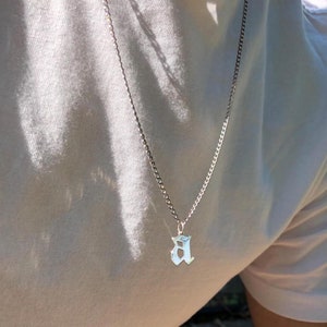 Colgante de collar con letras para hombre: regalo personalizado para novio: joyería de plata de ley 925 k para hombre