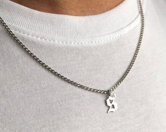 Sterling Silver Initial Necklace, Personalized Necklace for Men