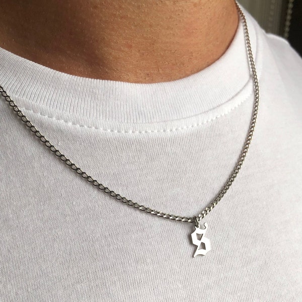 Shop Men Initial Necklace Etsy