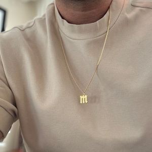 Sterling Silver Man Necklace, Men Initial Necklace Personalized, Necklace Pendant for Men, Silver Guy Necklace, Christmas Gifts Idea