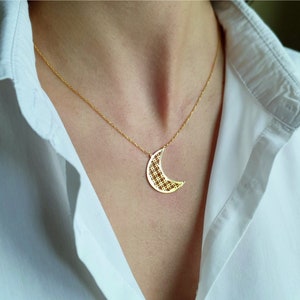 Crescent Moon Necklace, Silver Moon Jewelry, Personalized Gift Jewelry, Sterling Silver, Gold and Rose Gold Plated