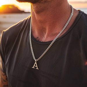 Initial Necklace for Him - Personalized Unique Men&#39;s Jewelry