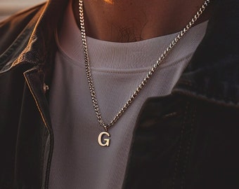 Men's Personalized Letter Necklace Pendant - Initial Necklace for Him