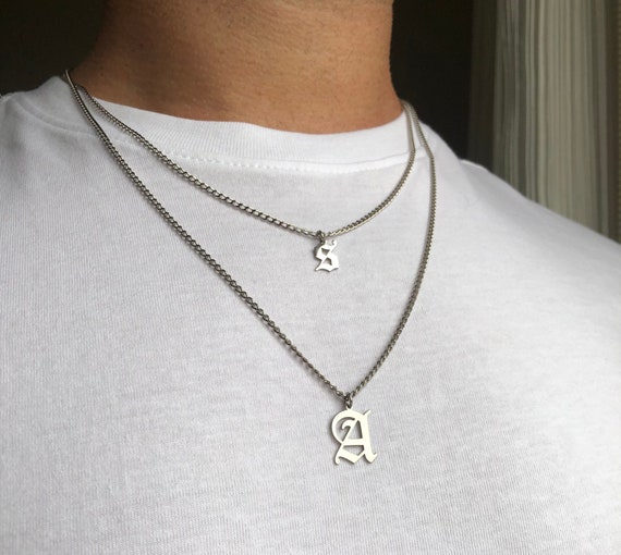 Buy Initial Necklace for Men Mens Silver Necklace Personalized Online in  India 