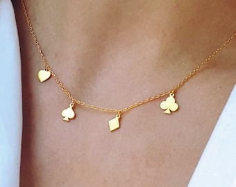 14K Yellow Gold Playing Cards Ace of Clubs Pendant on an Adjustable Chain Necklace 14K Yellow Gold Playing Cards Ace of Clubs Pendant on an Adjustable Chain Necklace