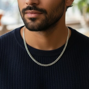 Gourmette en argent sterling, cadeau de collier pour homme