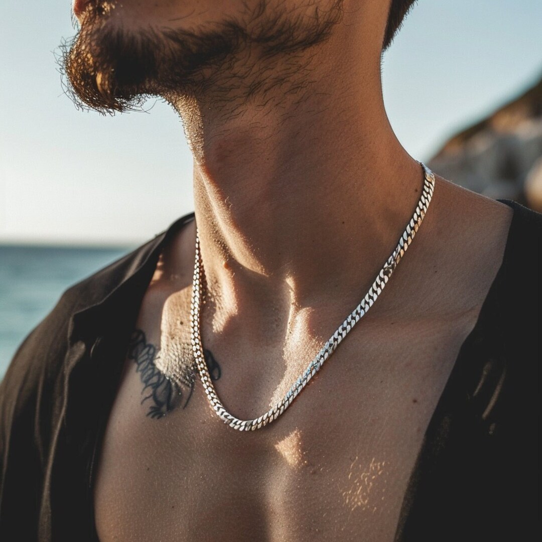 925k Sterling Silver Thick Curb Chain for Men - Anniversary, Birthday ...